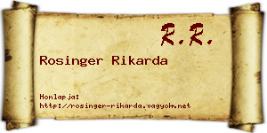 Rosinger Rikarda névjegykártya